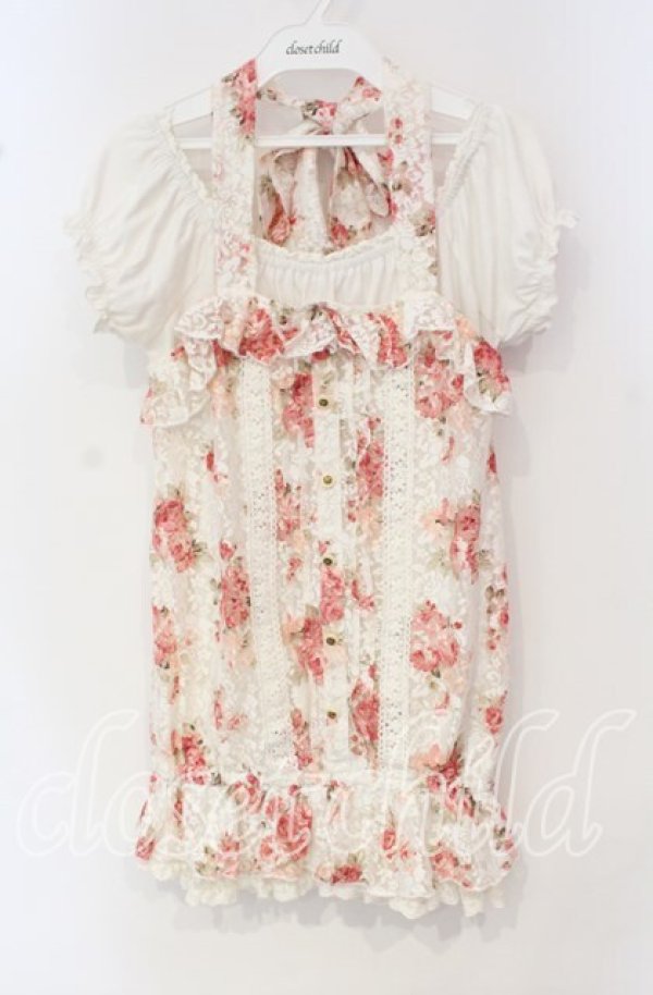 画像1: LIZ LISA / 花柄レースレイヤードチュニック 0 シロ×ピンク O-25-10-04-028-LO-TO-OW-ZT49 (1)