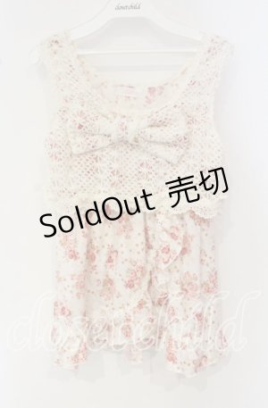 画像: LIZ LISA / BIGリボン花柄ノースリチュニック 0 シロ×ピンク O-25-10-04-029-LO-TO-OW-OS