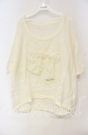 画像: LIZ LISA / BIGリボンモチーフニットトップス 0 オフシロ O-25-10-04-030-LO-TO-OW-OS
