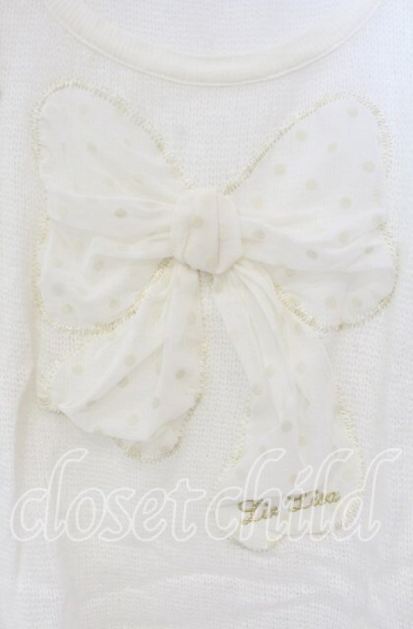 画像2: LIZ LISA / BIGリボンモチーフニットトップス 0 オフシロ O-25-10-04-030-LO-TO-OW-ZT9 (2)