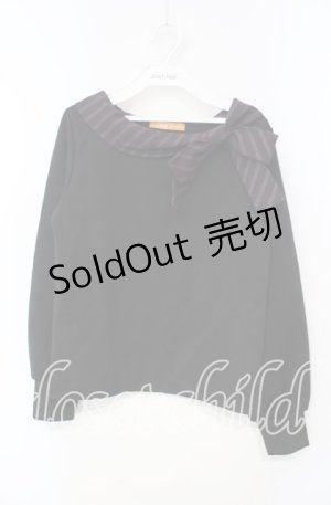 画像: 【SALE】Fi.n.t / レジメンタルリボントップス  クロ×ワイン O-25-10-06-036-CA-TO-IG-ZT015