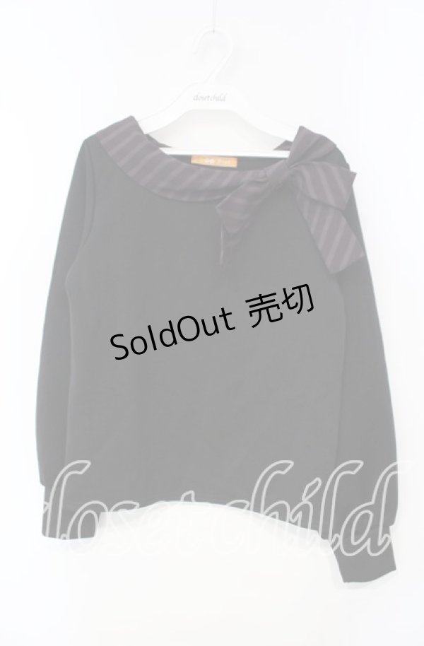 画像1: 【SALE】Fi.n.t / レジメンタルリボントップス  クロ×ワイン O-25-10-06-036-CA-TO-IG-ZT015 (1)