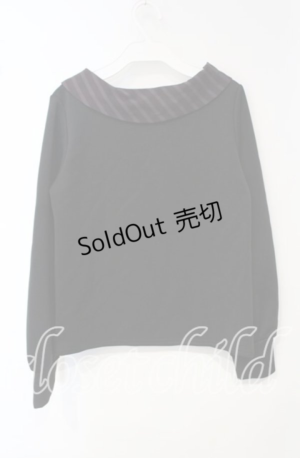 画像2: 【SALE】Fi.n.t / レジメンタルリボントップス  クロ×ワイン O-25-10-06-036-CA-TO-IG-ZT015 (2)