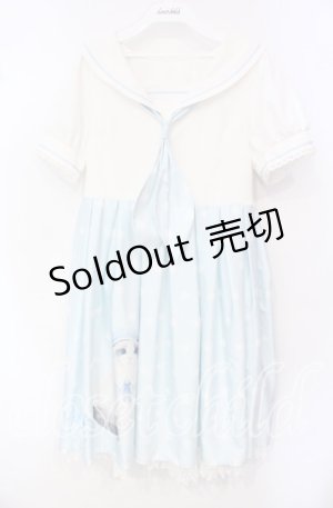 画像: Kutku Planet / ねこptセーラーワンピース S サックス×シロ O-25-10-06-041-LO-OP-OW-OS