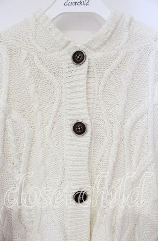 画像2: evelyn / フード付きニットカーディガン F シロ O-25-10-06-052-LO-TO-OW-OS (2)