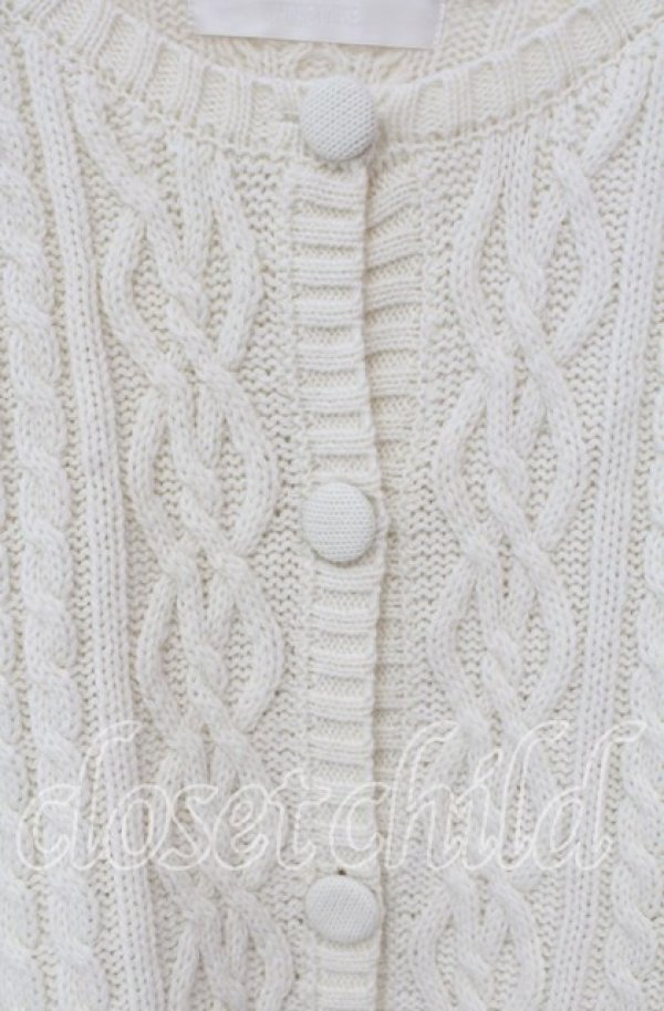 画像2: PINK HOUSE / アラン編みニットカーディガン  アイボリー O-25-10-06-056-LO-TO-IG-OS (2)