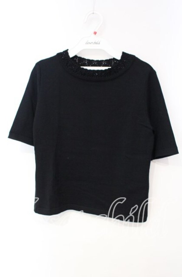 画像1: TOMATSU / スリーブ編みニットソー 38 ブラック O-25-10-06-062-LO-TO-IG-ZT379 (1)