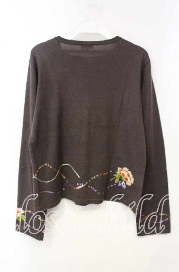 画像3: TOMATSU / フラワーアンゴラ混カーディガン  ブラウン O-25-10-06-065-LO-TO-IG-OS (3)