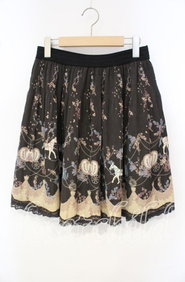 画像1: axes femme / メリーゴーランド柄スカート M クロ O-25-10-06-071-AX-SK-OW-ZT021 (1)