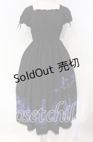 画像: Moi-meme-Moitie / サイレントムーンワンピース（ミディアム丈）  ブラック×ブルー O-25-10-06-007-MO-OP-OW-OS