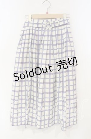 画像: an another angelus / ハンドペイントチェックスカート  ラベンダー×アイボリー O-25-10-06-082-CA-SK-IG-OS