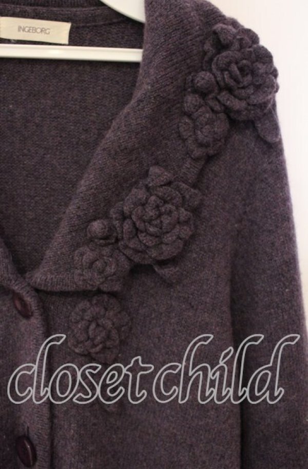 画像2: INGEBORG / モチーフカラーニットカーディガン 11 パープル O-25-10-06-093-LO-TO-IG-ZT403 (2)