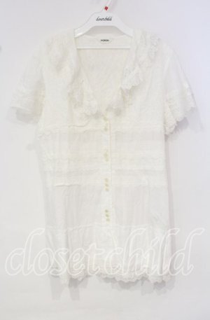 画像: INGEBORG / レース配色ブラウスチュニック 11 オフ O-25-10-06-095-LO-BL-IG-OS