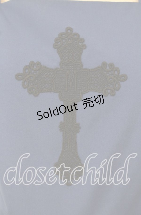 画像2: Moi-meme-Moitie / バイカラー十字架アップリケジャンパースカート 9号 ブラック×ブルー O-25-10-06-008-MO-OP-OW-OS (2)