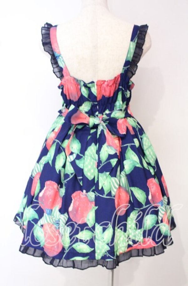 画像4: Bacio Bouquet / りんご柄ジャンパースカート M ネイビー O-25-10-06-019-EL-OP-OW-OS (4)