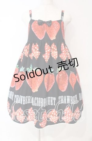 画像: Bacio Bouquet / いちご柄ジャンパースカート S クロ×アカ O-25-10-06-020-EL-OP-OW-OS