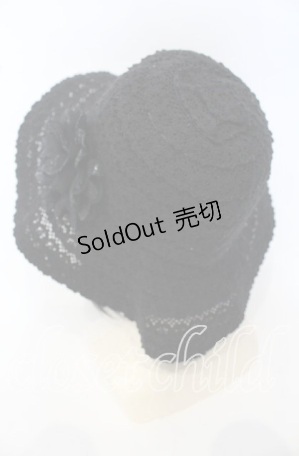 画像3: 【SALE】axes femme / お花コサージュ付レースハット 57.5ｃｍ クロ O-25-10-10-038-AX-AC-OW-ZT-K011 (3)