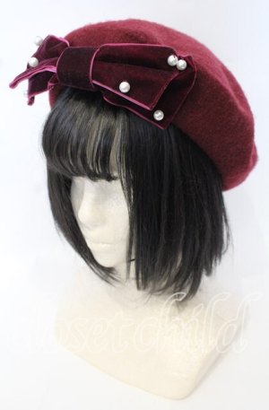 画像: m petit by misako / TT*AMリボンBベレー 57.5ｃｍ ワイン O-25-10-10-039-LO-AC-OW-ZT-K011