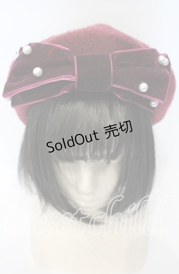 画像2: m petit by misako / TT*AMリボンBベレー 57.5ｃｍ ワイン O-25-10-10-039-LO-AC-OW-ZT-K011 (2)