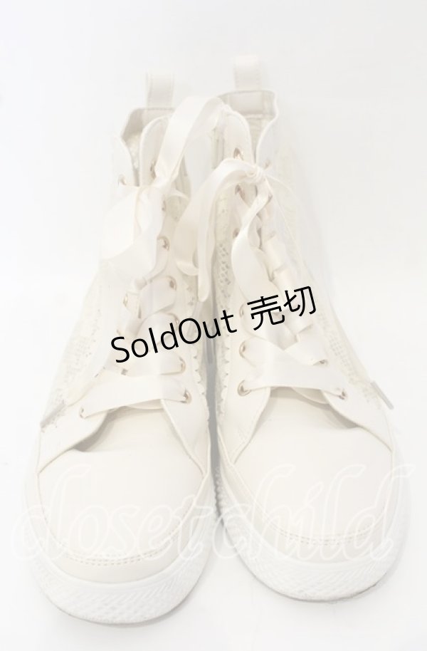 画像2: axes femme / レースハイカットスニーカー S キナリ O-25-10-10-042-AX-SH-OW-ZT-K003 (2)