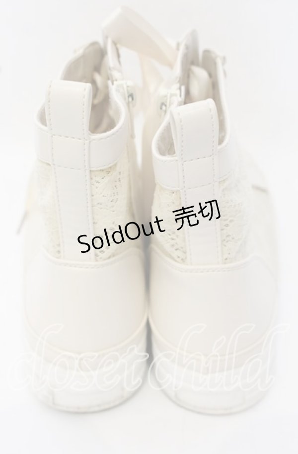 画像3: axes femme / レースハイカットスニーカー S キナリ O-25-10-10-042-AX-SH-OW-ZT-K003 (3)