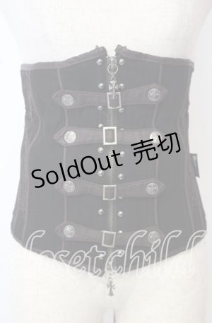 画像: Ozz Croce / レースアップ刺繍入りコルセット  ブラック×ブラウン O-25-10-10-048-OO-TO-IG-OS