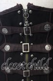 画像2: Ozz Croce / レースアップ刺繍入りコルセット  ブラック×ブラウン O-25-10-10-048-OO-TO-IG-OS (2)