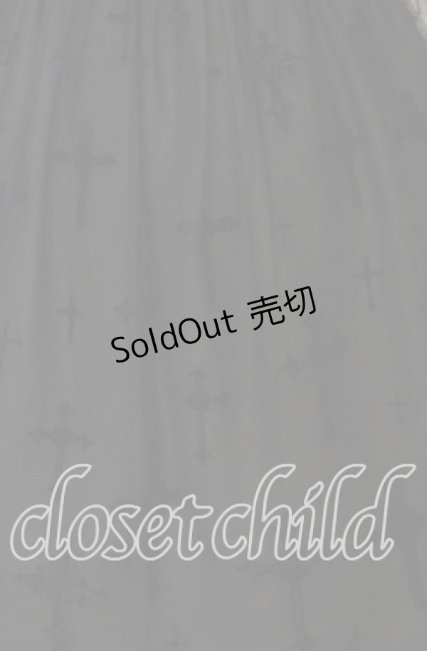 画像4: Moi-meme-Moitie / 十字架フロッキー編み上げジャンパースカート  ブラック×ブラック O-25-10-10-055-MO-OP-IG-OS (4)