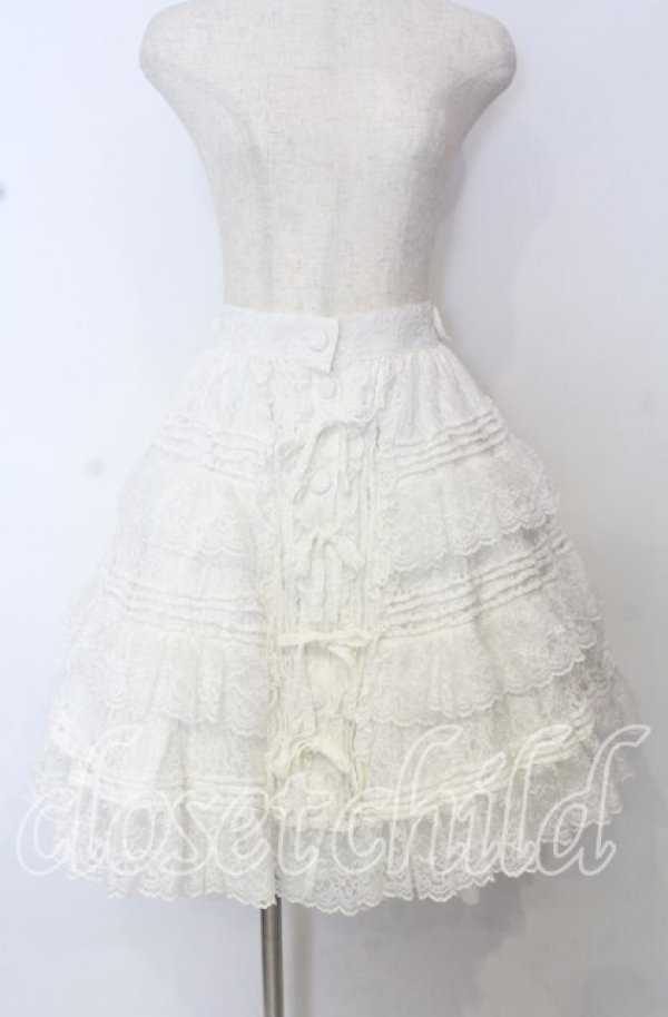 画像1: metamorphose / 総レースティアードリボンスカート  シロ O-25-10-10-061-ME-SK-OW-OS (1)