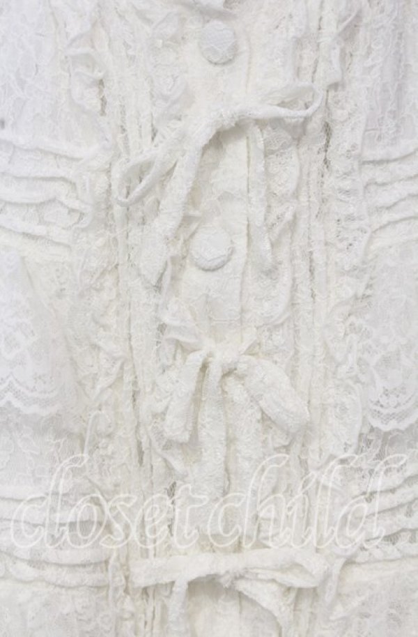 画像2: metamorphose / 総レースティアードリボンスカート  シロ O-25-10-10-061-ME-SK-OW-OS (2)