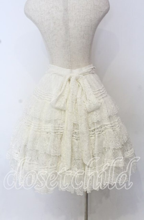 画像3: metamorphose / 総レースティアードリボンスカート  シロ O-25-10-10-061-ME-SK-OW-OS (3)
