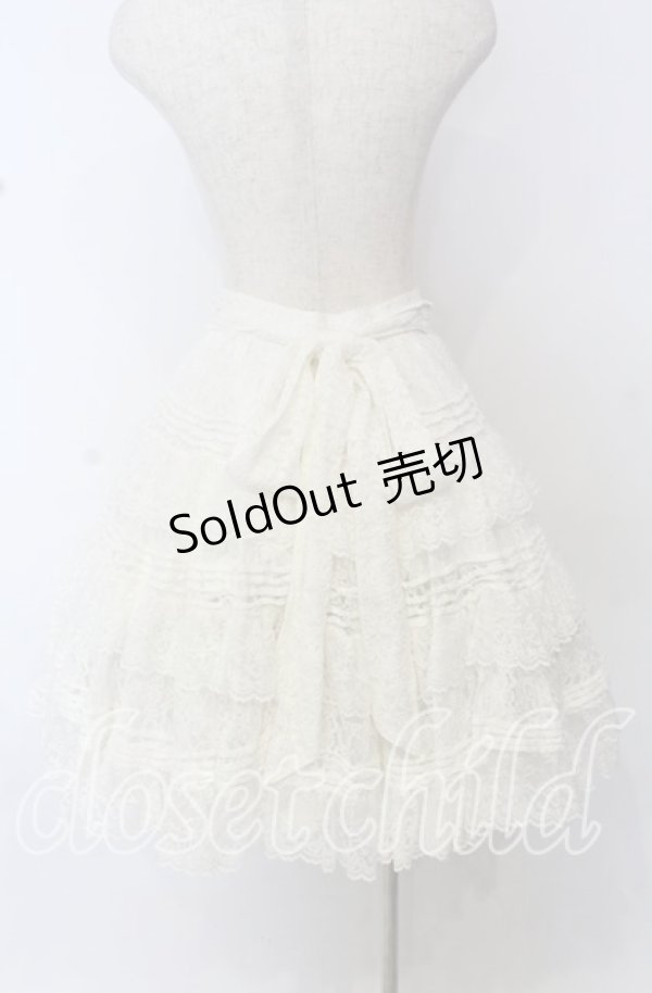 画像3: metamorphose / 総レースティアードリボンスカート  シロ O-25-10-10-061-ME-SK-OW-OS (3)