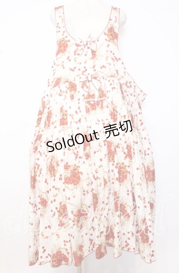 画像1: PINK HOUSE / チェリーブロッサムフラワーバスケットジャンパースカート【お直しあり】  シロ O-25-10-10-079-LO-OP-IG-ZI (1)