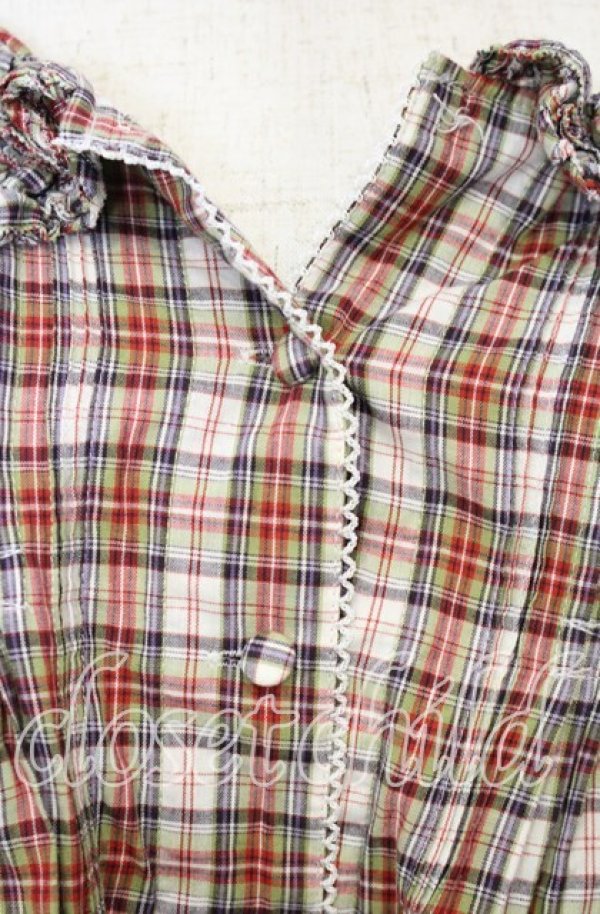 画像2: PINK HOUSE / ピコフリルマドラスチェックブラウス【お直しあり】  赤系 O-25-10-10-087-LO-BL-IG-OS (2)