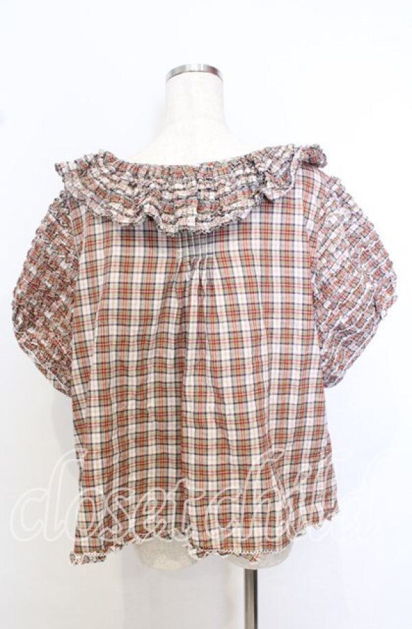 画像4: PINK HOUSE / ピコフリルマドラスチェックブラウス【お直しあり】  赤系 O-25-10-10-087-LO-BL-IG-OS (4)