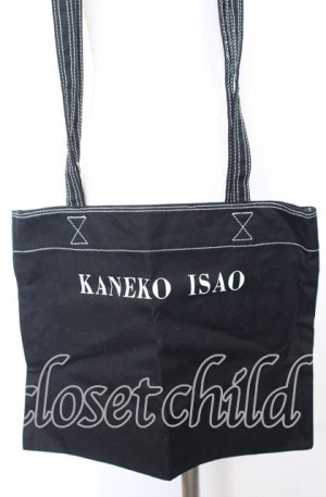 画像: KANEKO ISAO / ロゴプリントステッチトートバッグ  クロ×シロ O-25-10-10-003-EL-BG-IG-ZT-K012