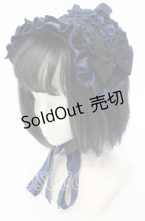 画像: ATELIER PIERROT / Gathered Bloom Headdress ヘッドドレス  ネイビー×ブラック O-25-10-10-020-EL-AC-IG-OS