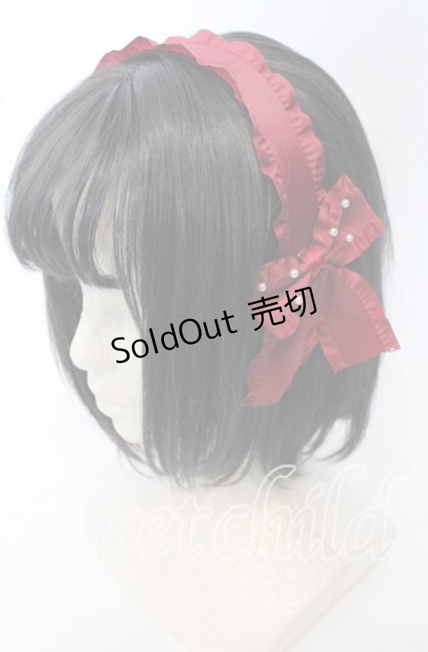 画像1: m petit by misako / AMPLリボンカチューシャ  ワイン O-25-10-10-028-LO-AC-OW-ZT444 (1)