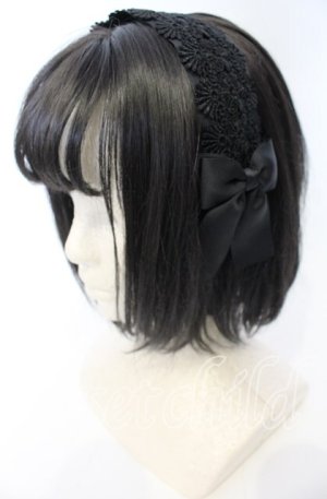 画像: m petit by misako / レースリボンカチューシャ  クロ O-25-10-10-030-LO-AC-OW-OS