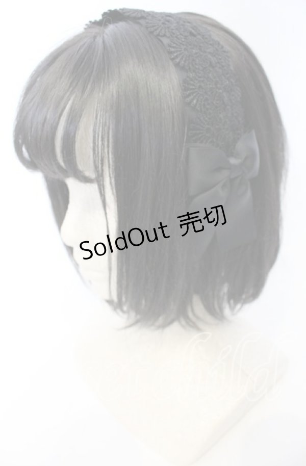 画像1: m petit by misako / レースリボンカチューシャ  クロ O-25-10-10-030-LO-AC-OW-ZT444 (1)