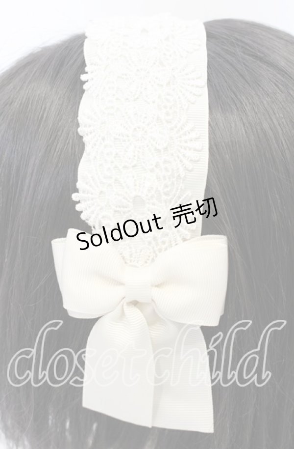 画像2: m petit by misako / レースリボンカチューシャ  アイボリー O-25-10-10-031-LO-AC-OW-ZT444 (2)