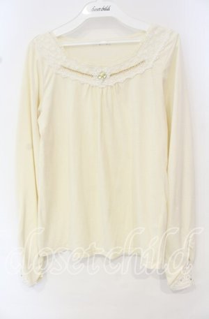 画像: axes femme / ビジュー配色カットソー  生成り O-25-10-11-024-AX-TO-IG-OS
