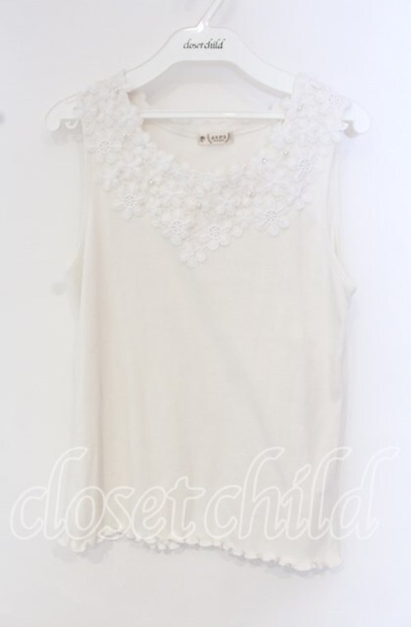 画像1: 【SALE】axes femme / 吸水速乾モチーフレースタンク F シロ O-25-10-11-027-AX-TO-IG-ZT167 (1)