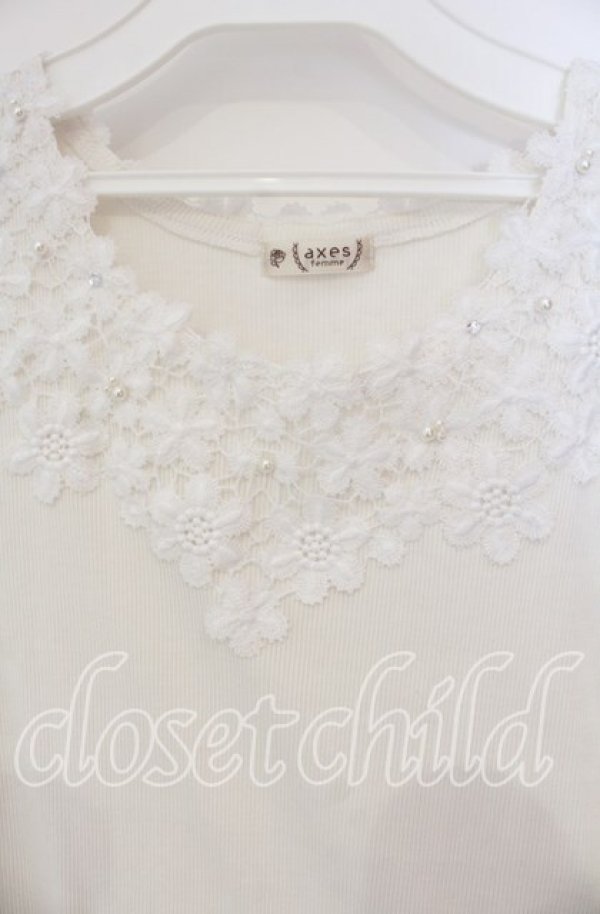 画像2: 【SALE】axes femme / 吸水速乾モチーフレースタンク F シロ O-25-10-11-027-AX-TO-IG-ZT167 (2)