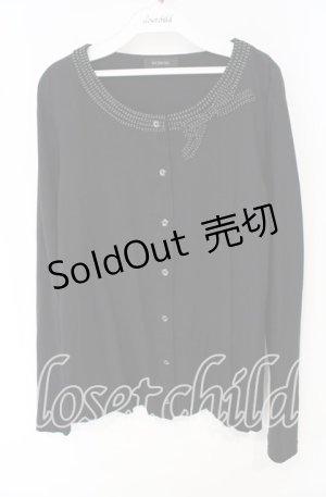 画像: INGEBORG / ドットリボンデザインカットカーディガン 11号 クロ O-25-10-11-032-LO-TO-OW-OS