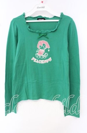 画像: PEACE NOW / フリルネックプリントカットソー  グリーン O-25-10-11-051-PU-TO-IG-ZT238