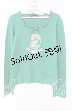 画像: 【SALE】PEACE NOW / フリルネックプリントカットソー  グリーン O-25-10-11-051-PU-TO-IG-ZT238