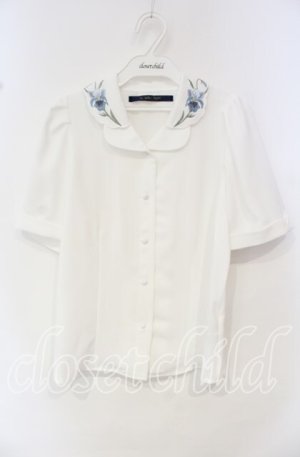 画像: an another angelus / アイリス刺繍開衿ブラウス  シロ O-25-10-11-053-CA-BL-IG-ZT1029P