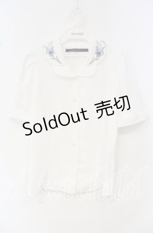 画像: an another angelus / アイリス刺繍開衿ブラウス  シロ O-25-10-11-053-CA-BL-IG-ZT127