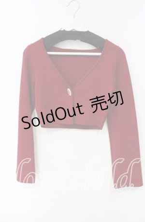 画像: an another angelus / フラワーカメオ釦ショートニットカーディガン  アカ O-25-10-11-055-CA-TO-IG-OS